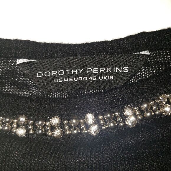 Dorothy Perkins Black Pullover Sweater with Rhinestone Collar - Picture 2 of 6